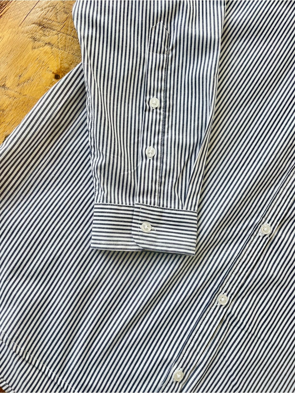 Navy Stripe Boyfriend Button Down Shirt 100% Cotton Oversized L - Picture 6 of 7